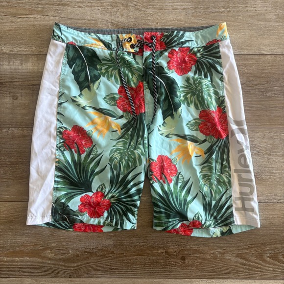 Hurley Other - Hurley Board Shorts Men 32 Floral Hibiscus Tropical Surf Swim‎ Trunks Quick Dry